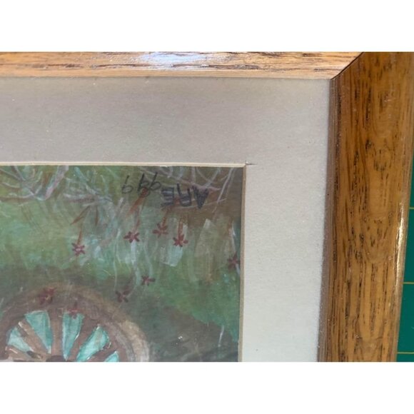 Vintage Hand Painted Wagon Wall Art 10"x10" Signed Original Rustic Decor - Picture 3 of 5